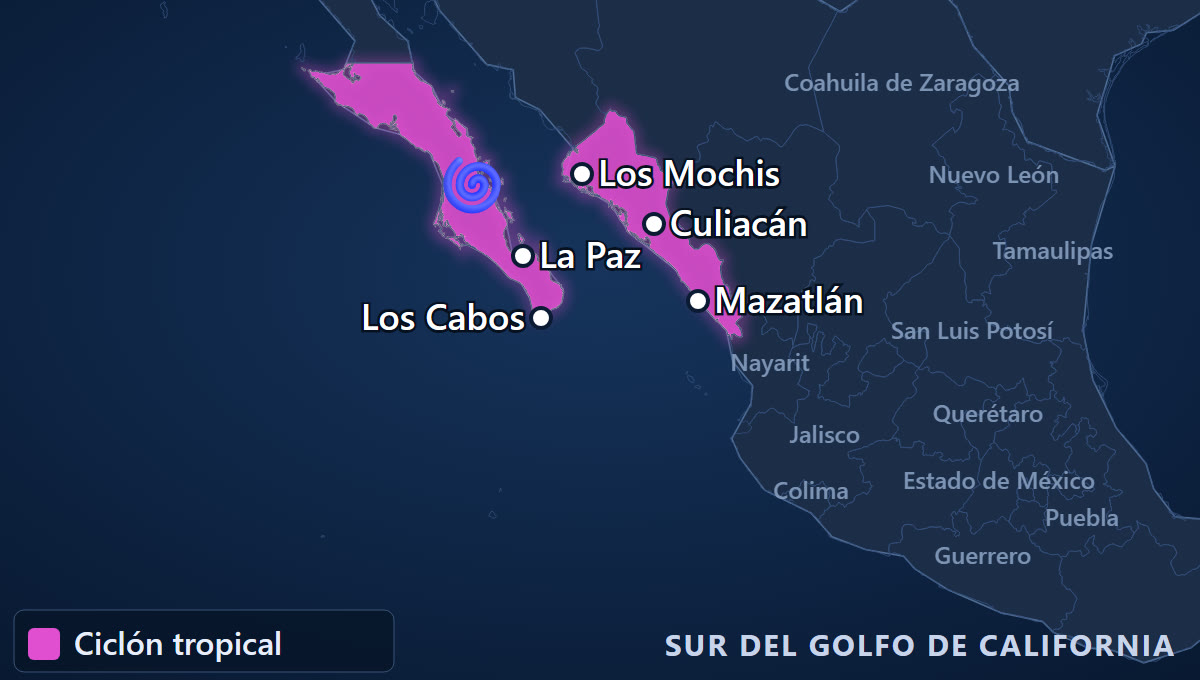 Depresión tropical en el Pacífico · Pacífico mexicano, entrada del golfo de California